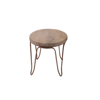 Bijzettafel Hout/Metaal - Ø28x24 cm
