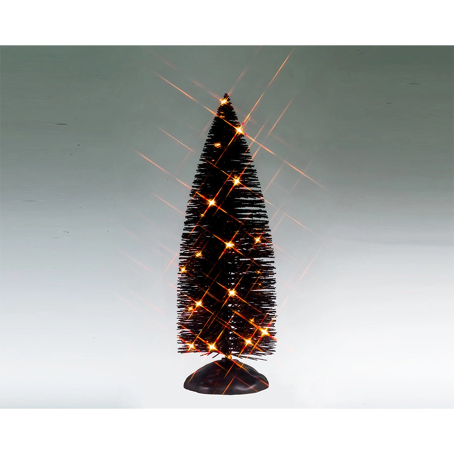 Lemax Black Bristle Tree With Orange Lights