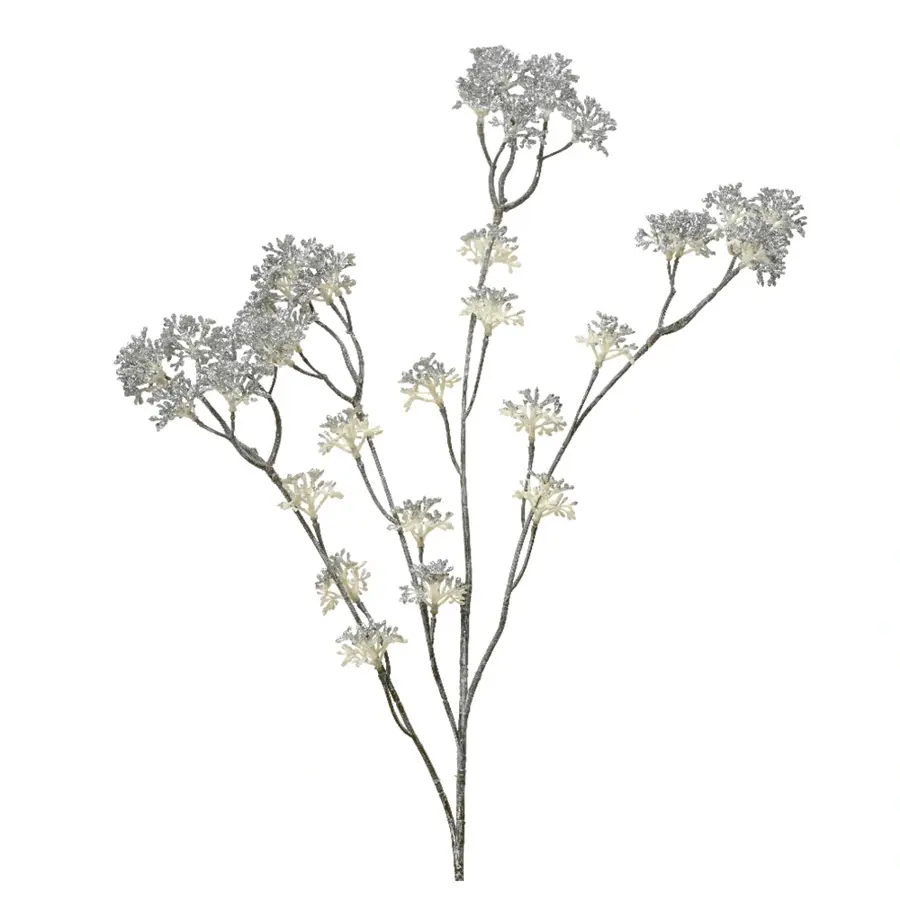 Kersttak met Bloem Wit/Zilver - 73 cm