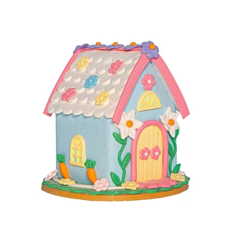 Paas Bloemenhuisje Blauw Klei LED - 13x13 cm | Tuincentrum De Boet