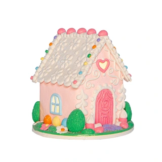 Paas Bloemenhuisje Roze Klei LED - 13x13 cm