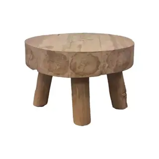 Blokkruk Rond Teak Naturel - 46x31 cm - afbeelding 1