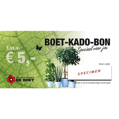 Kadobon € 5 | Tuincentrum De Boet | Online verkrijgbaar