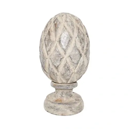 Bol Op Voet Carved Hout - Silver