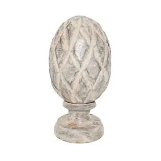 Bol Op Voet Carved Hout - Silver