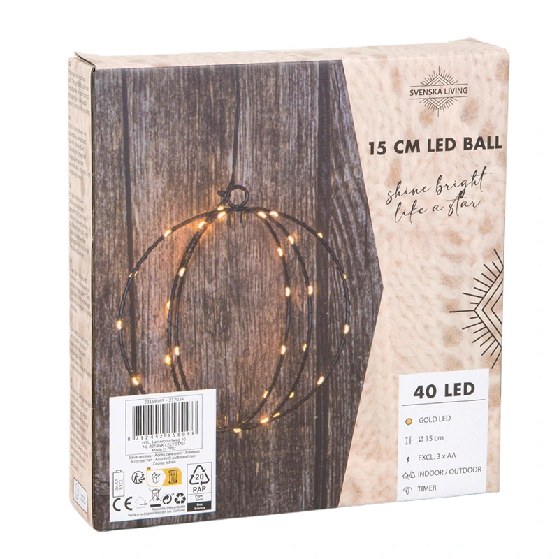 LED Bal Zwart - 15 cm