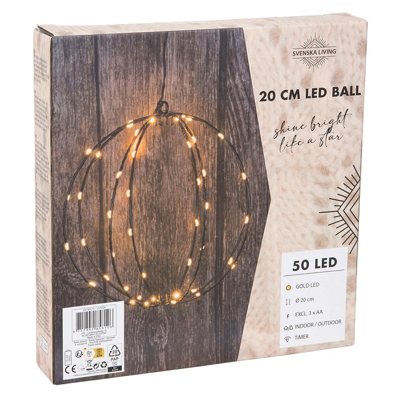 LED Bal Zwart - 20 cm