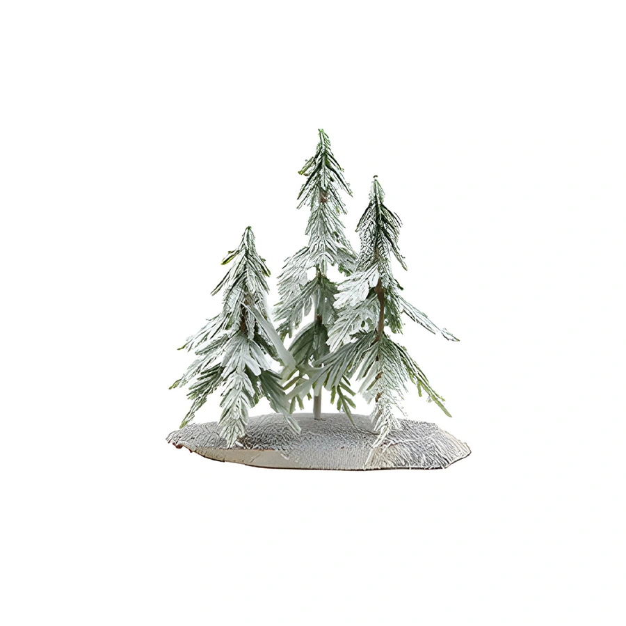 Santaville Besneeuwde Boompjes op Houtschijf - 34 cm