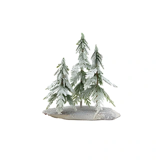 Santaville Besneeuwde Boompjes op Houtschijf - 34 cm