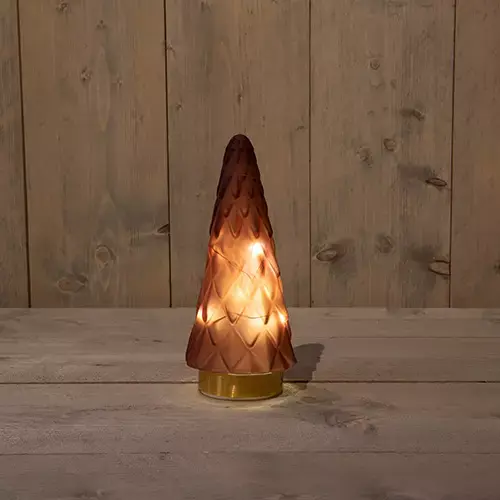 LED Boompje Glas 10,5x24,5 cm - Mat bordeaux