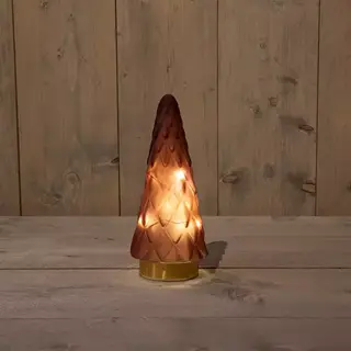 LED Boompje Glas 10,5x24,5 cm - Mat bordeaux