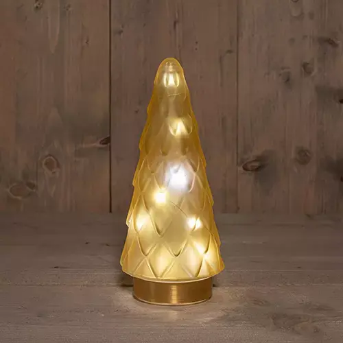 LED Boompje Glas 10,5x24,5 cm - Mat goud