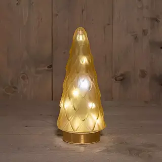 LED Boompje Glas 10,5x24,5 cm - Mat goud