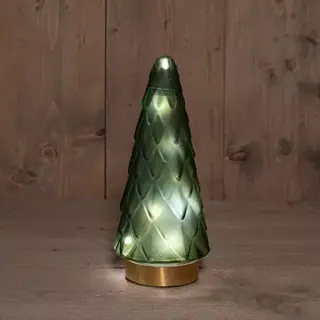 LED Boompje Glas 10,5x24,5 cm - Mat groen