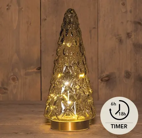 LED Boompje Glas 13x28,5 cm - Amber