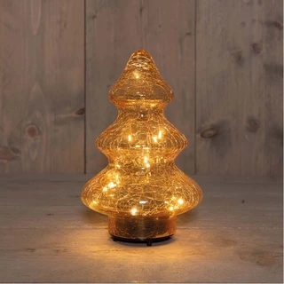LED Kerstboom Glas Crackle 13x21 cm - Amber - afbeelding 2