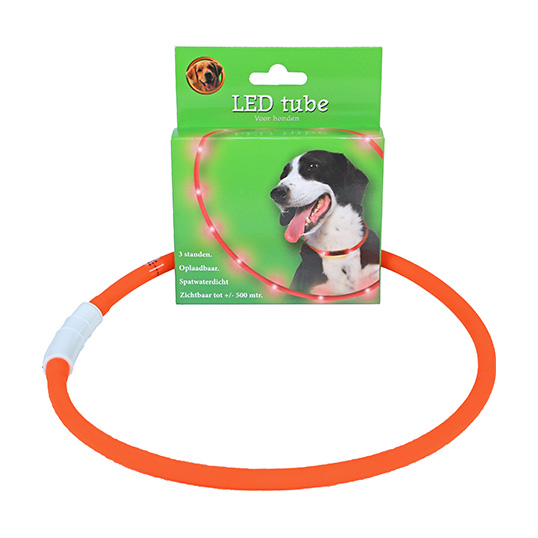 Boon LED Tube Verstelbare Hondenhalsband Oranje - 20-70 cm - afbeelding 1