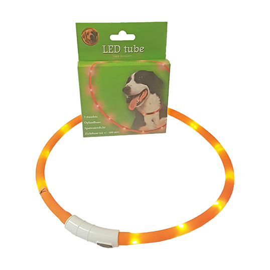 Boon LED Tube Verstelbare Hondenhalsband Oranje - 20-70 cm - afbeelding 2