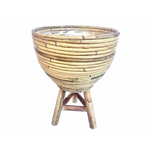 Bowl Stripe Wooden Legs Grey - Ø27x31 cm