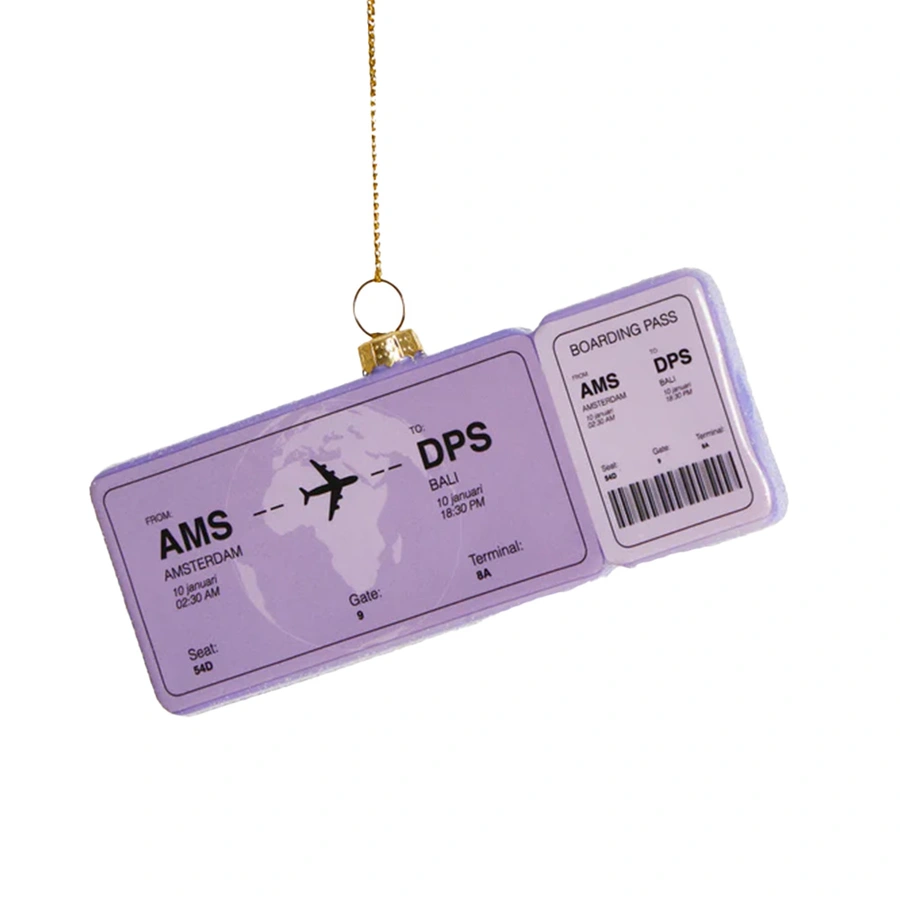 Yup Kerstornament Boardingpass Amsterdam - Bali - afbeelding 1