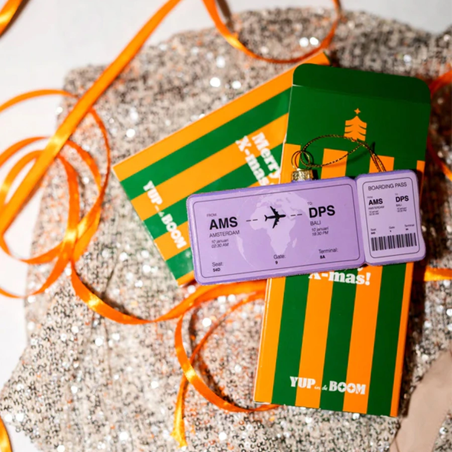Yup Kerstornament Boardingpass Amsterdam - Bali - afbeelding 3