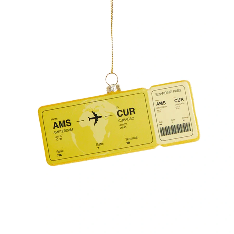 Yup Kerstornament Boardingpass Amsterdam - Curaçao - afbeelding 1