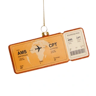 Yup Kerstornament Boardingpass Amsterdam - Kaapstad