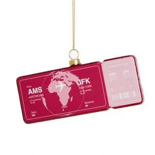 Yup Kerstornament Boardingpass Amsterdam - New York - afbeelding 1