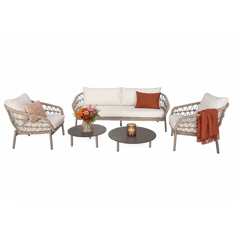 Buitengewoon Boet Kaprun Sofa Loungeset - Bruin/Wit - afbeelding 4