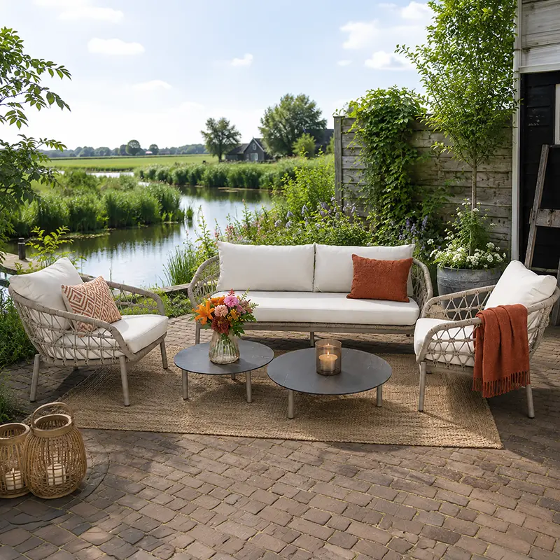 Buitengewoon Boet Kaprun Sofa Loungeset - Bruin/Wit - afbeelding 2