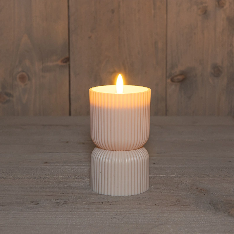 LED Kaars Buiten 3D Vlam Zand - Ø8x15 cm
