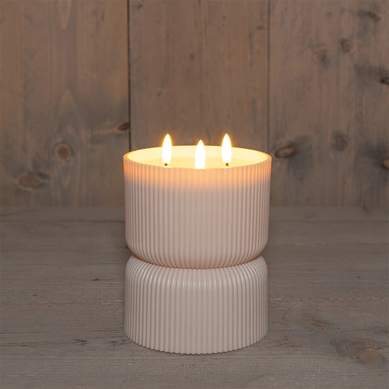 LED Kaars Buiten 3D Vlam Zand - Ø13x17,5 cm