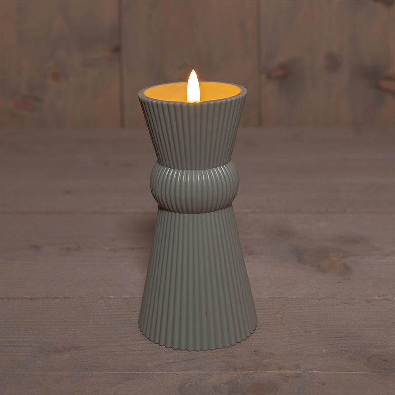 LED Kaars Buiten 3D Vlam Olijf - Ø8x17,5 cm