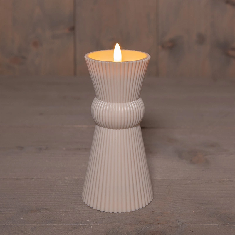 LED Kaars Buiten 3D Vlam Zand - Ø8x17,5 cm