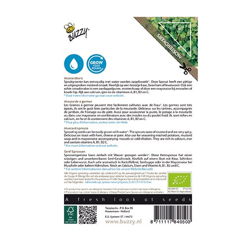 Buzzy® Organic Sprouting Mosterdkers  (BIO) - afbeelding 2