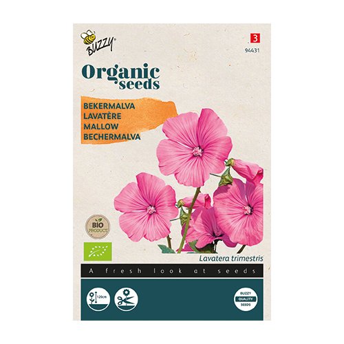 Buzzy® Organic Lavatera, Bekermalva rose/rood  (BIO) - afbeelding 1