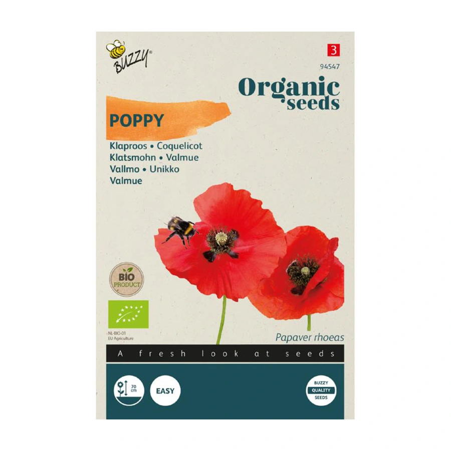 Buzzy® Organic Papaver, Klaproos Rood (BIO) - afbeelding 1