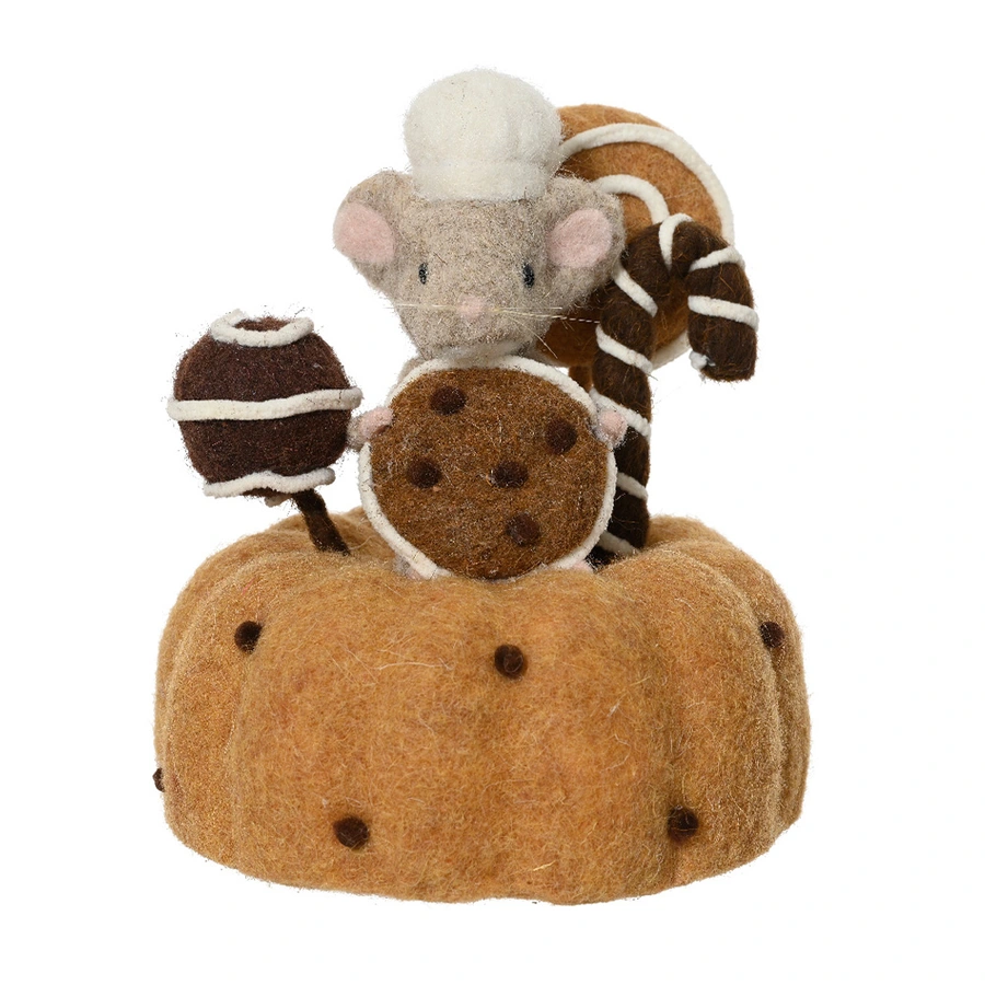 Wollen Cake met Muis - Ø15x18 cm