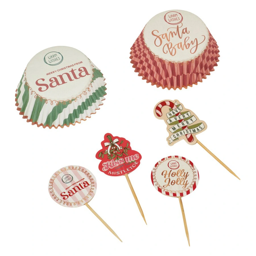 Kerst Cupcake Set Xmas Design - 48-delig - afbeelding 1
