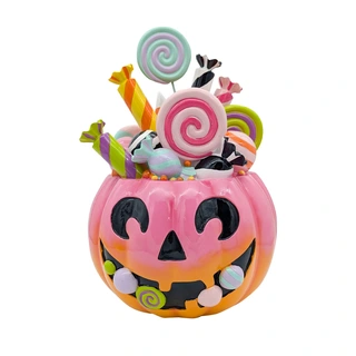 Halloween Pompoen Snoep Roze - 30x29x44 cm