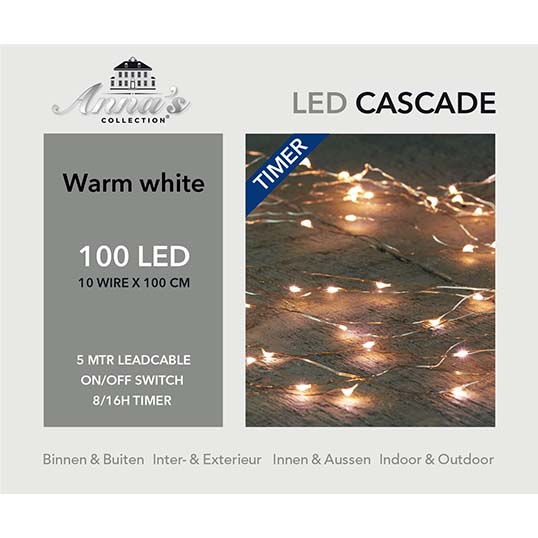 Cascade kerstverlichting 100 LED'S - Zilver - afbeelding 1