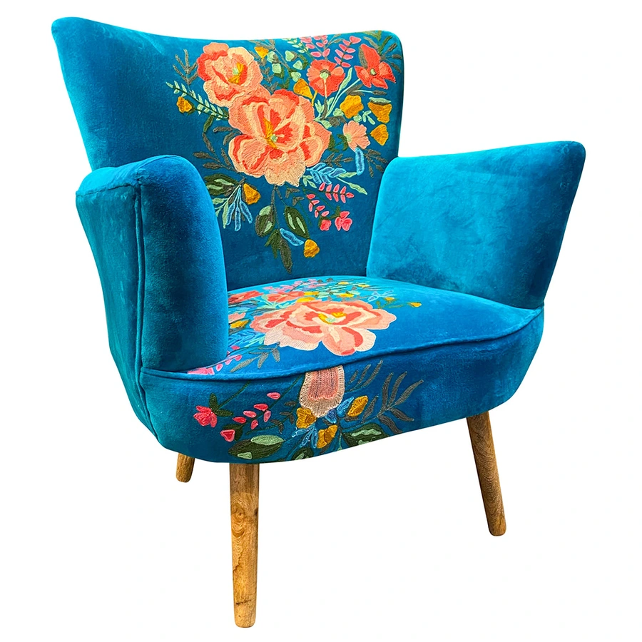 Chair Flower Embroderie - Blue