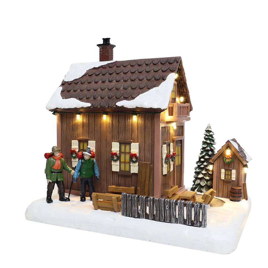 Santaville Houten Chalet met Wandelaars LED