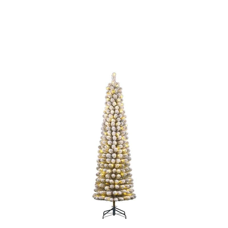 Kunstkerstboom Smal Charlton Pilar Frosted LED Groen - 155 cm