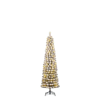 Kunstkerstboom Smal Charlton Pilar Frosted LED Groen - 155 cm