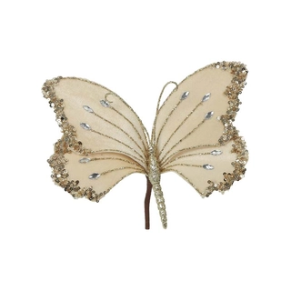 Kerstboomclip Vlinder - Beige