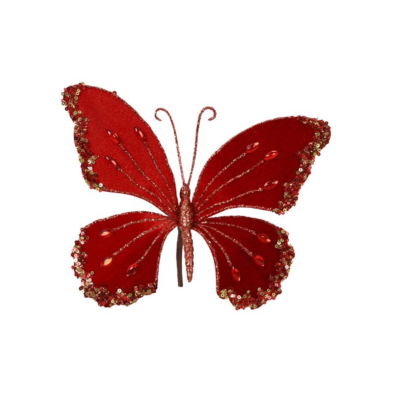 Kerstboomclip Vlinder - Rood