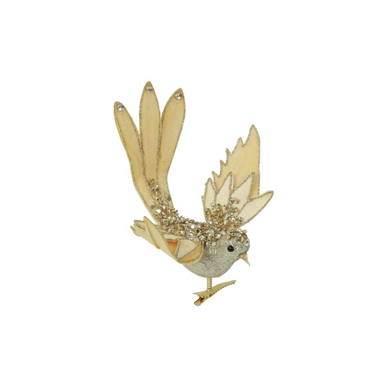 Kerstboomclip Vogel - Beige