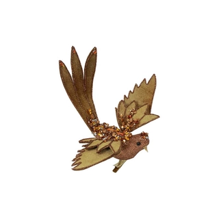 Kerstboomclip Vogel - Bruin