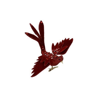 Kerstboomclip Vogel - Donkerrood